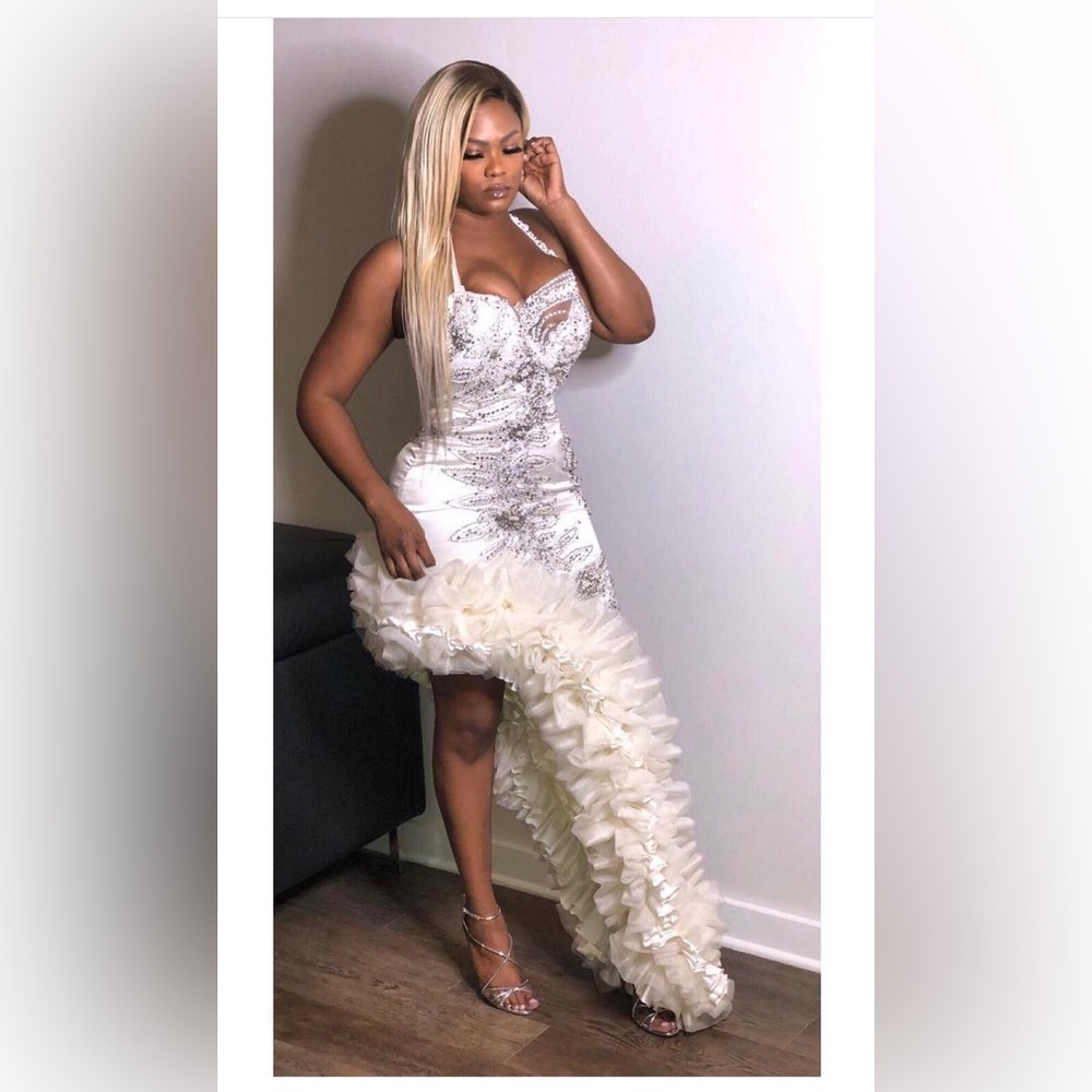 White custom Gown w/ Swarovski Crystals